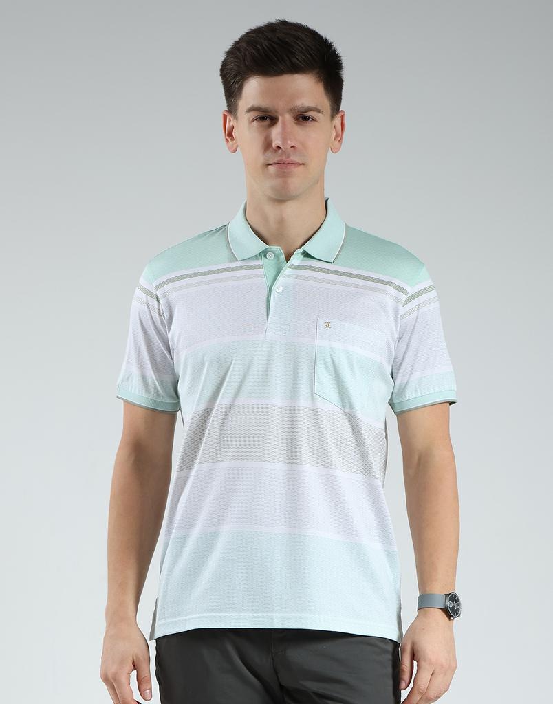 Luxuria Men's Striped Collar Neck T-Shirt