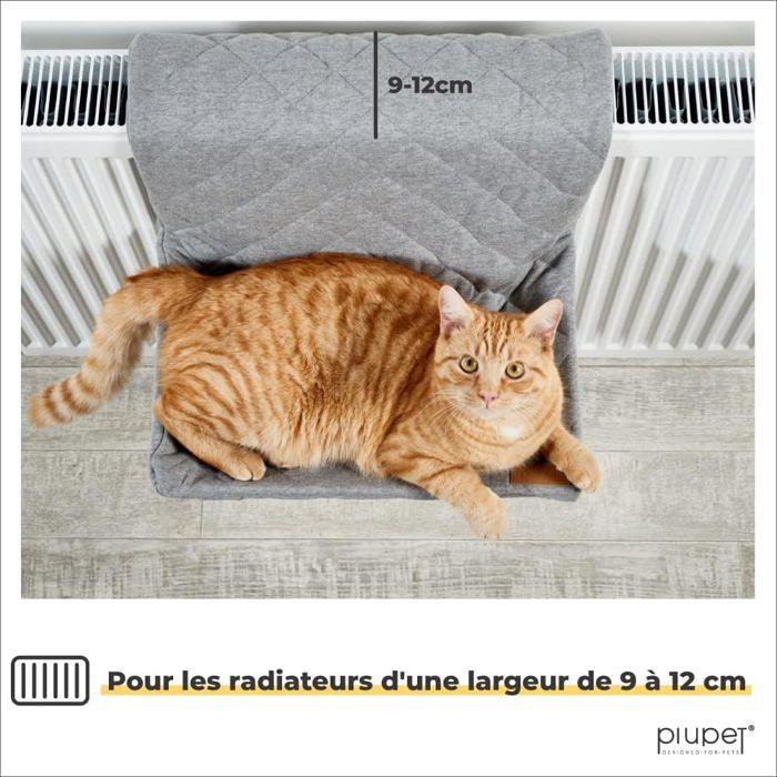 Hamac Pour Chat - PIUPET - Modèle Radiateur - Support Jusqu'à 12 Kg - Housse Lavable - Gris