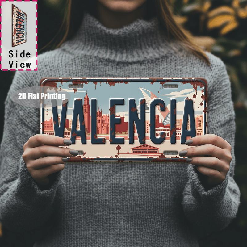 

D Flat Printing Wall Decor pc Vintage VALENCIA City Metal Aluminum Sign (cm X cm) for Bars Garages Man Caves 15x30cm(5.9x7.8inch)