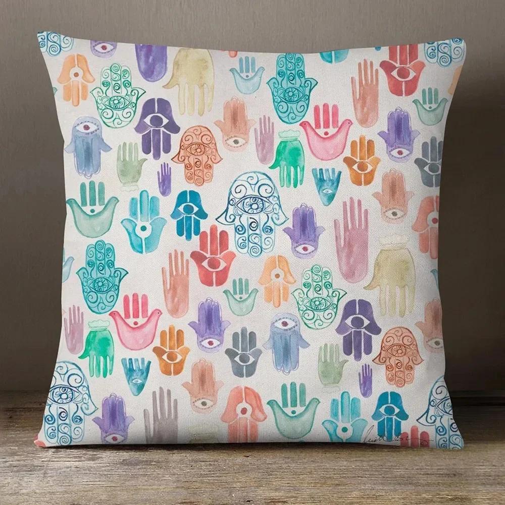 Evil Eye Hamsa Hand Cushion Covers Middle East Fortune Amulets Print Decorative Sofa Throw Pillow Case