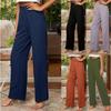 Pantalones casuales de pierna ancha para mujer, de primavera verano, color sólido, sueltos, con cintura elástica