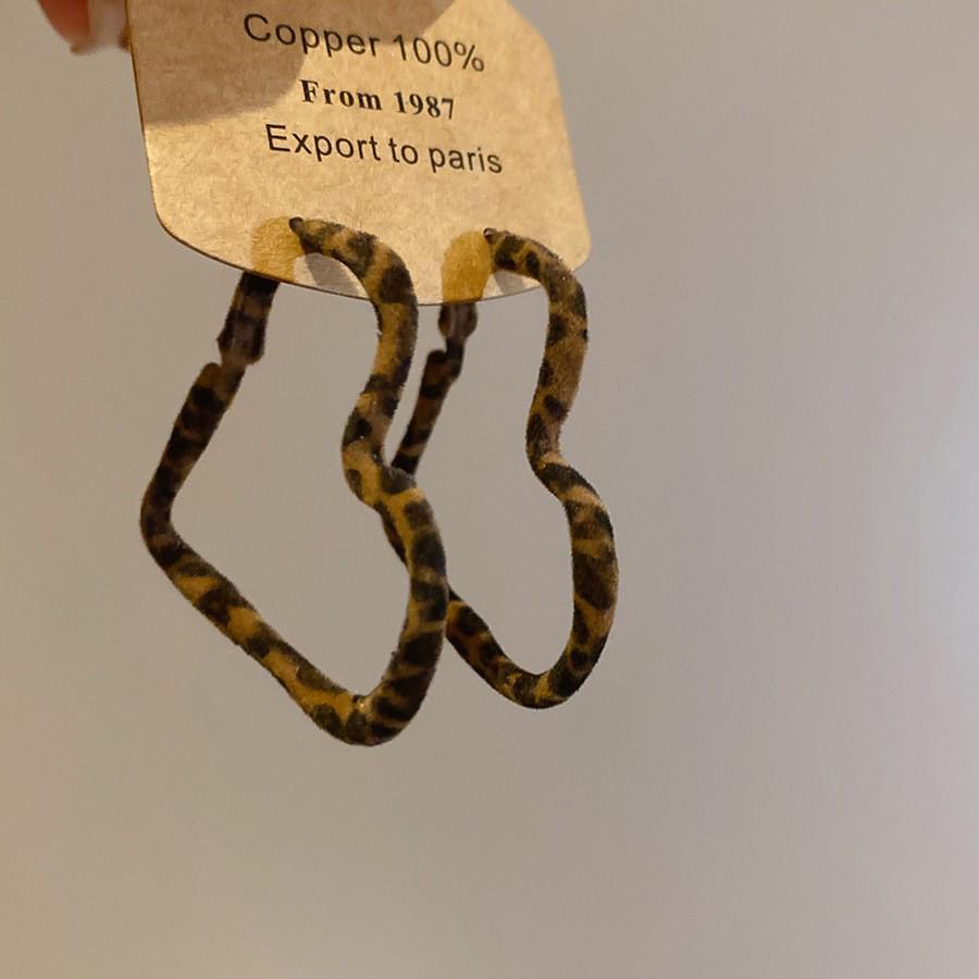 Silbernadel Leopard Harz Geo Runde Ohrringe, Retro Myer Stil, Nischen Design für Frauen