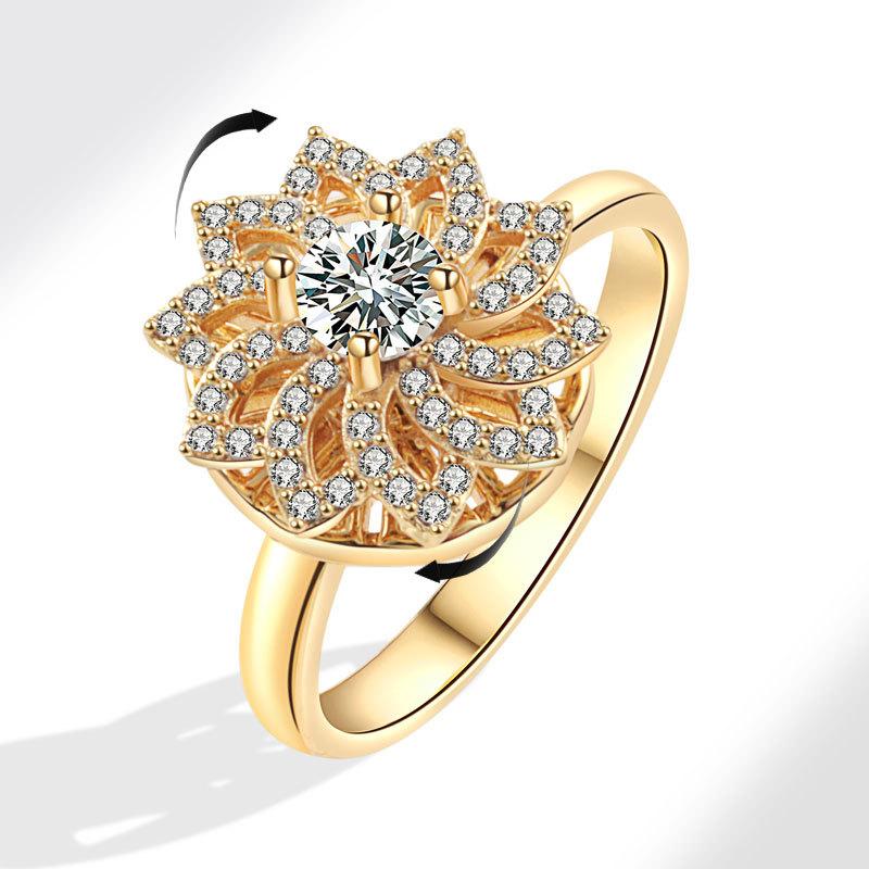 Luxury Minimalist Spinning Adjustable Open Ring For Women High End Fashion Jewelry Statement Band