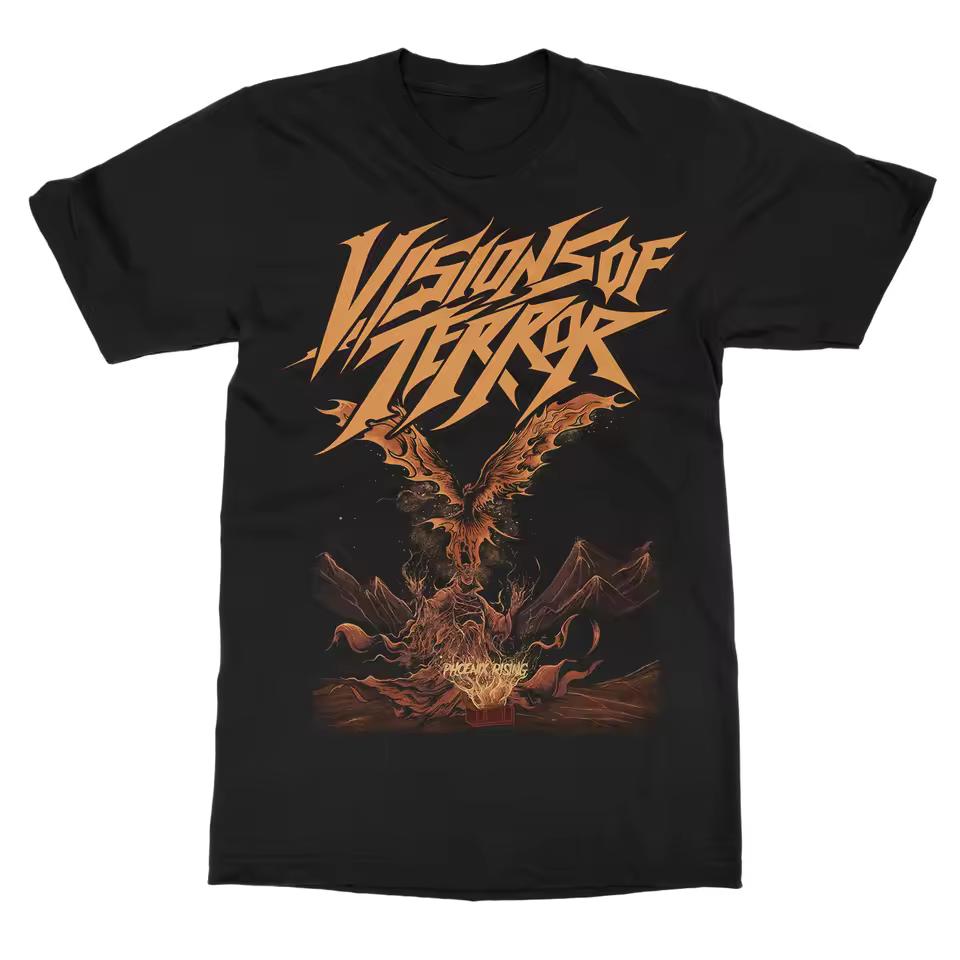 Visions of Terror Phoenix Rising Band T-Shirt 100% Cotton Graphic Tee Men Women Summer Streetwear Top