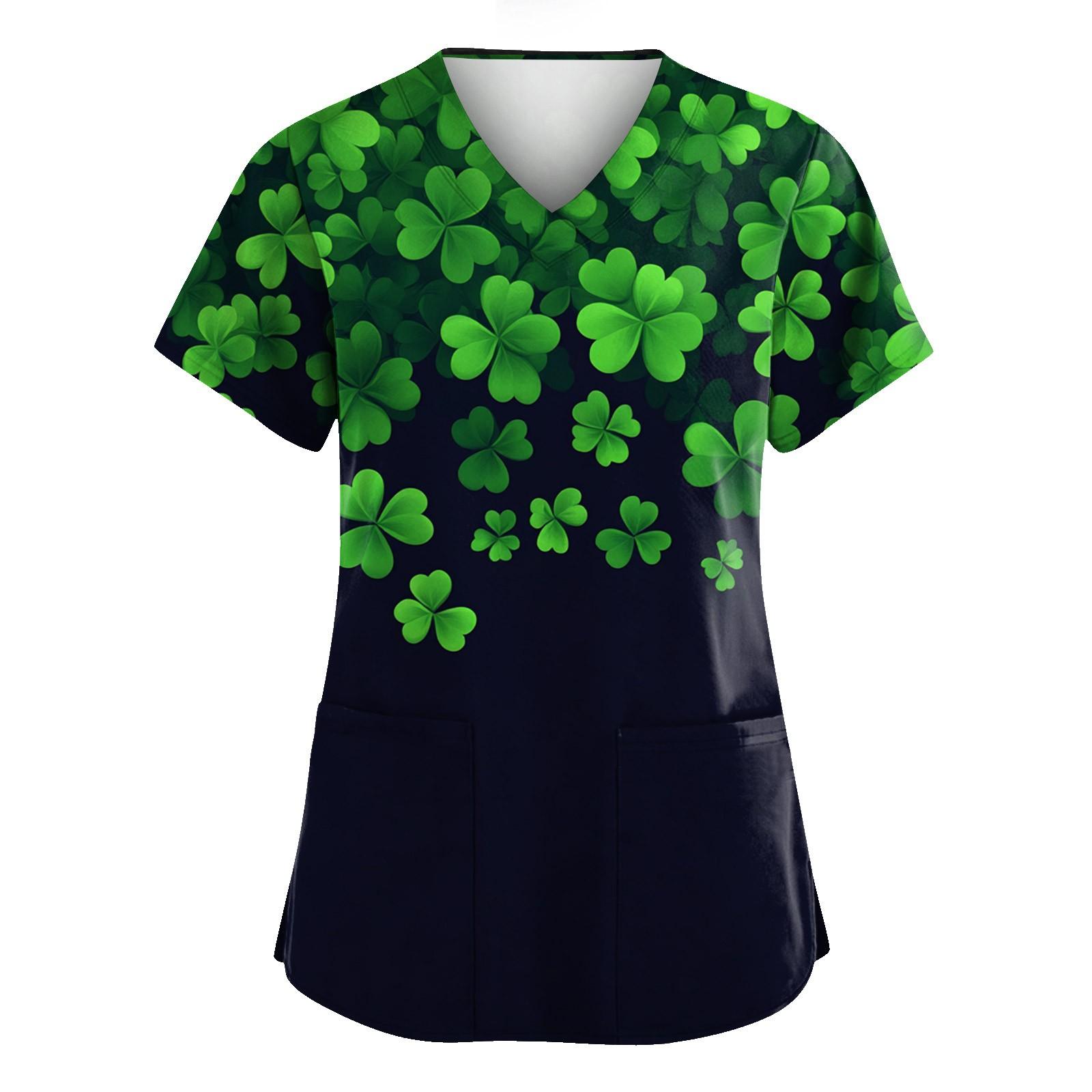 

Женская свободная и повседневная печатная рабочая униформа с V-образным вырезом и карманом, защитная униформа XXXXXL