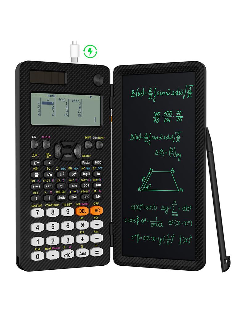 Rechargeable 991ES EX Scientific Calculators with LCD Writing Tablet Foldable Portable with Notepad for Business High School