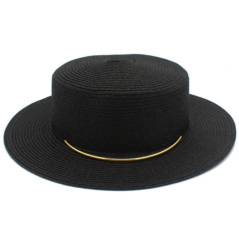 High quality Panama straw hat women's flat top visor spring and summer outing beach hat straw gentleman's hat