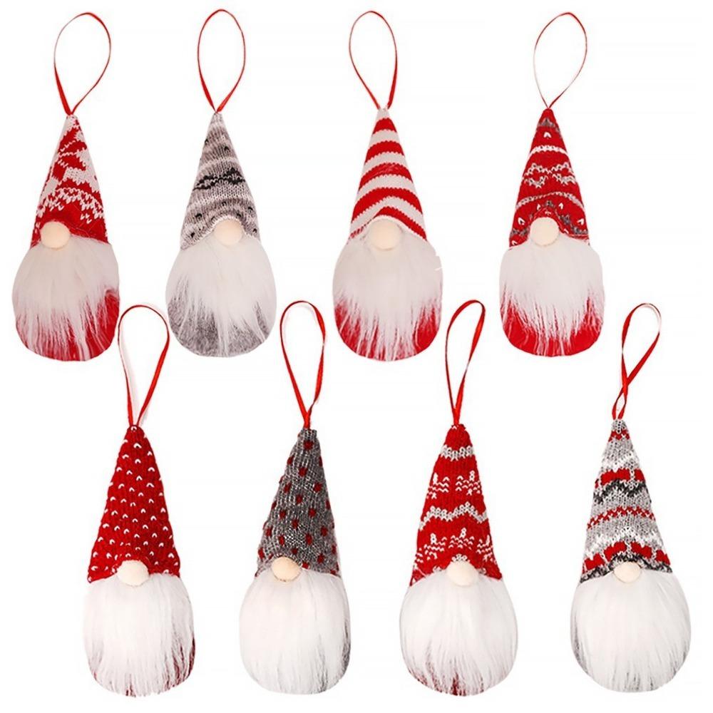 

8 Pcs New Cloth Knitting Christmas Tree Ornaments Cartoon Shatterproof Xmas Tree Hangings Pendant DIY Christmas Tree Top Star