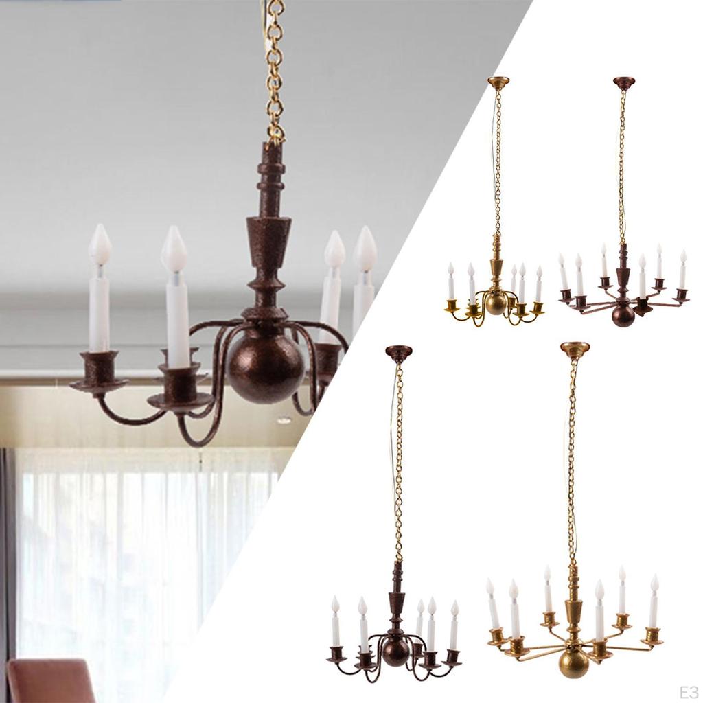 1:87 HO Scale Ceiling Pendant Light 6 Lights Hanging Chandelier 3 Architecture Model