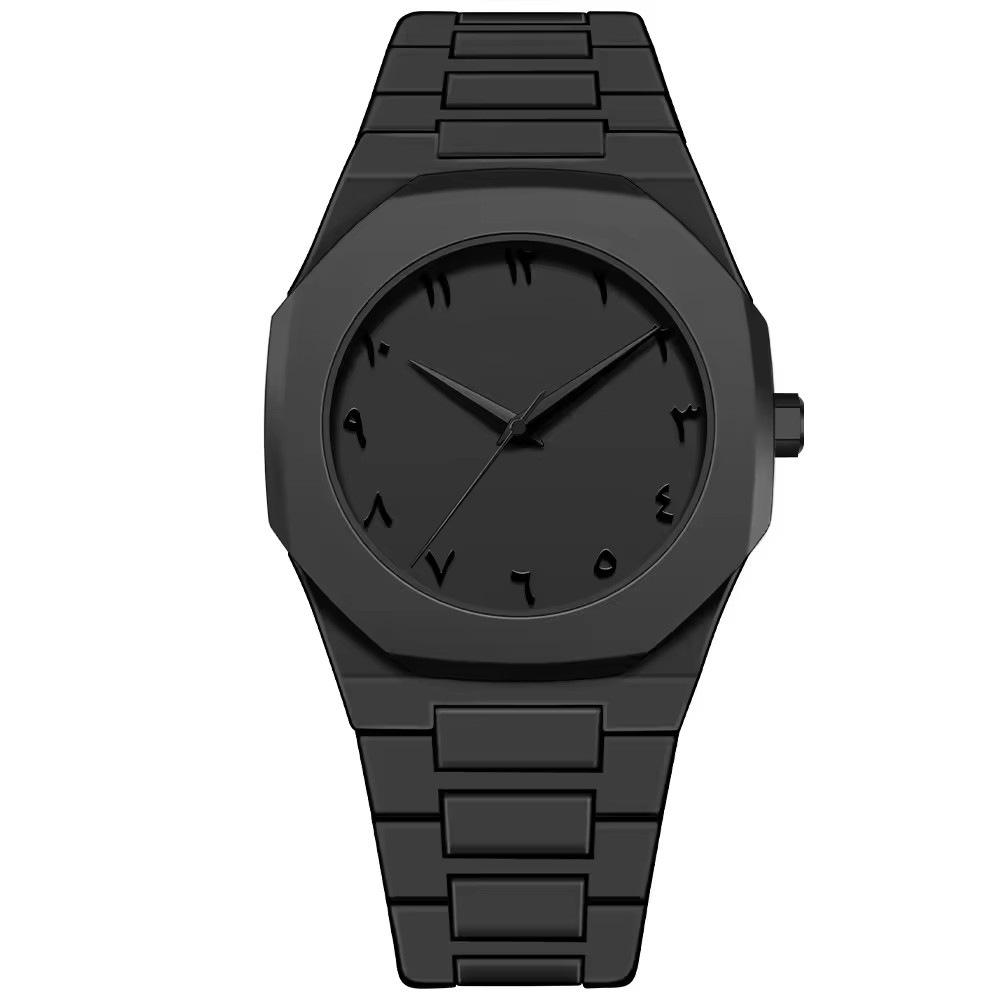 Men's Arabic Numerals Black Matte Quartz Watch