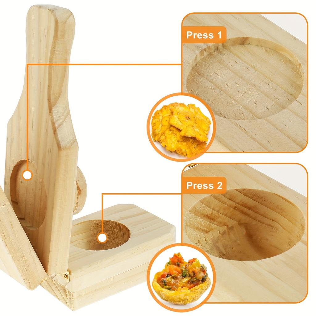 1 Piece [two-in-one] Wooden Banana Press, Potato Grinder, Foldable Kitchen Food Making Tool