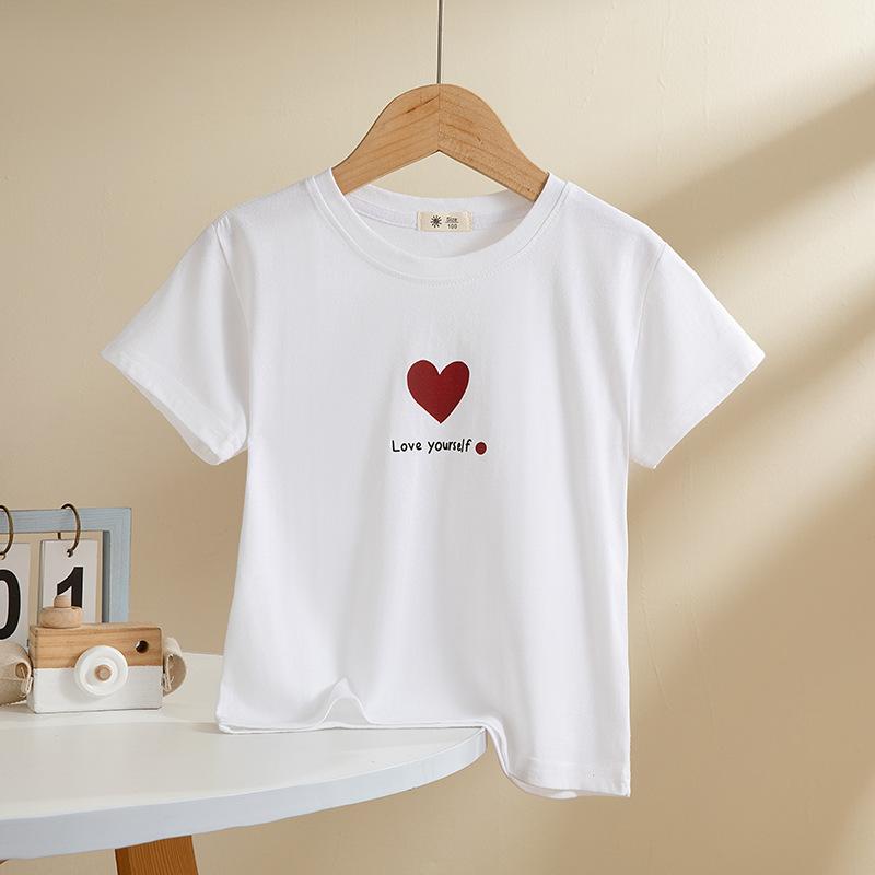 Boys' Children's Short-Sleeve T-shirt Baby Girls' Tops Summer Clothes Children's Wear Small Icon Pure Cotton Simple Style Clothes