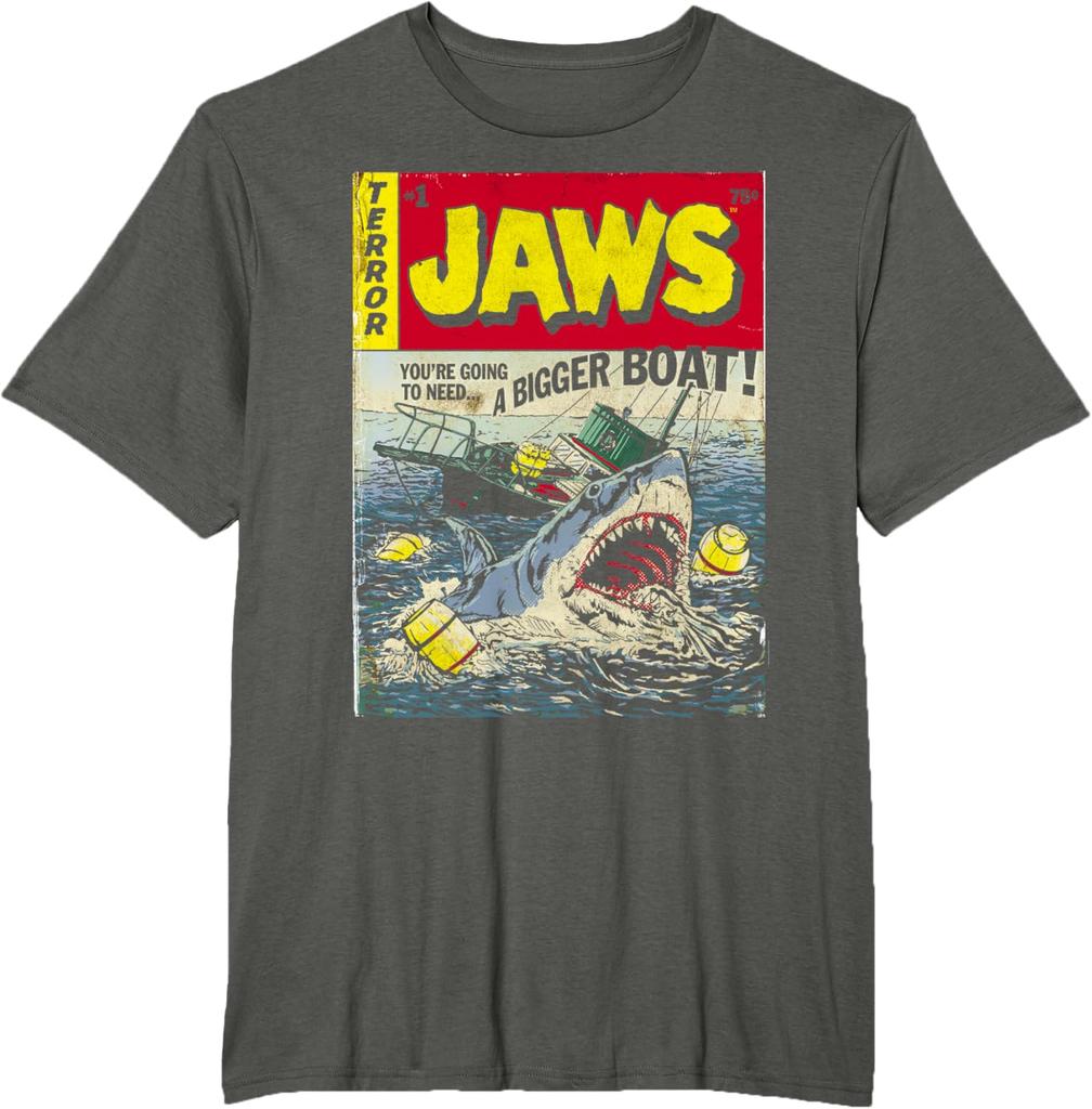 Jaws Pulp Attack Comic Cover Short Sleeve TShirt Graphic  T Shirts Unisex Cotton Vintage Round Neck Tees Short Sleeve