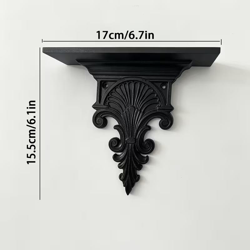 Vintage Gothic Carved 3D Printing Floating Shelf Wall Mount Display Rack for Small Decor Items Home Wall Decoration