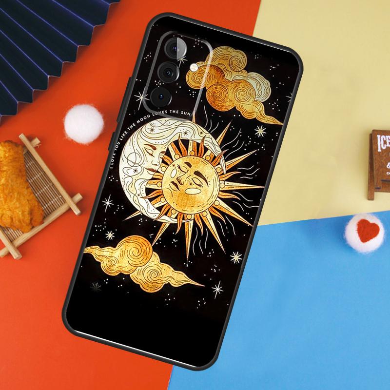 Sun Moon Face Case For Samsung Galaxy A16 A26 A36 A56 A17 A55 A35 A15 A52 A32 A12 A53 A33 A13 A14 A34 A54