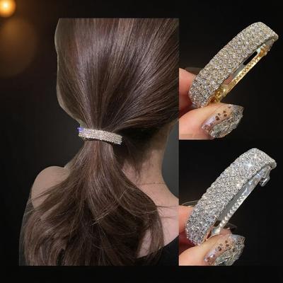 Exquisite Diamond Hairpin Elegant Temperament Clip Stylish Ponytail Buckle Fashion Headpiece for Women