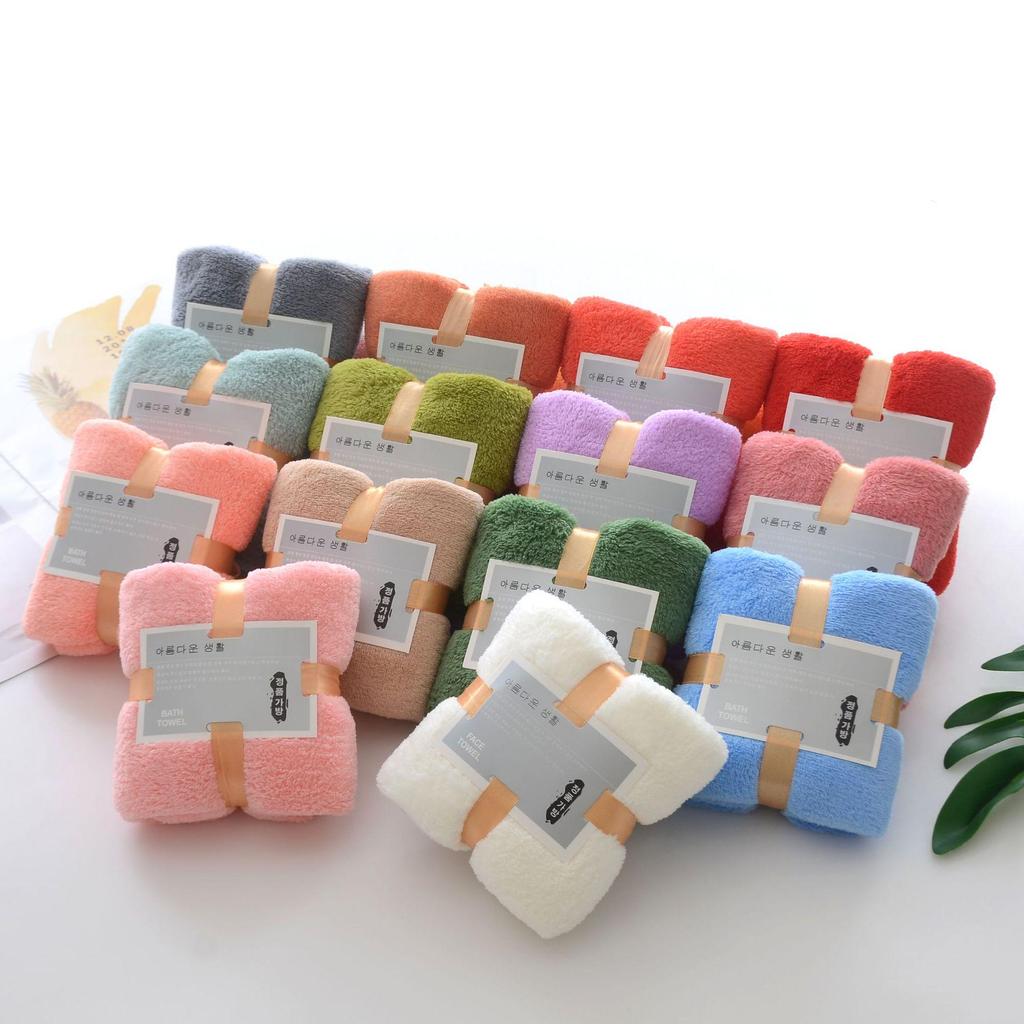 Coral Fleece Ribbon Square Towel - Wedding Souvenir Gift