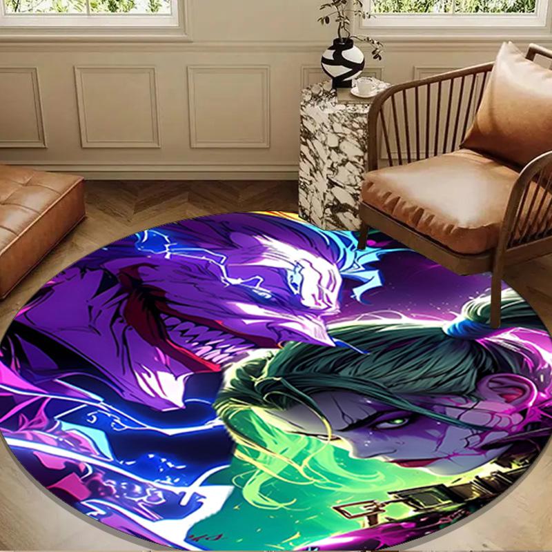 The Clown's Fiery Rise Round Rug for Livingroom,Bedroom, Palyroom, Chair Rug, Area Rug, Circle Carpet, Large Size Decor Fan Christmas Gift