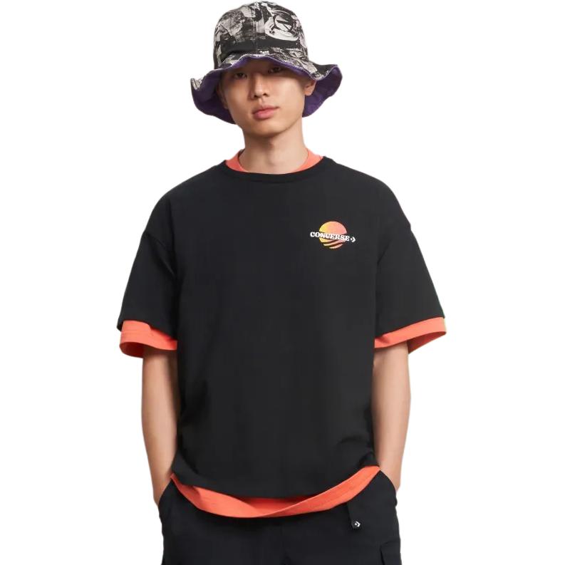Converse Summer Fun Collection T Shirts Men's Black Crew Neck Moderate 10027154-A01