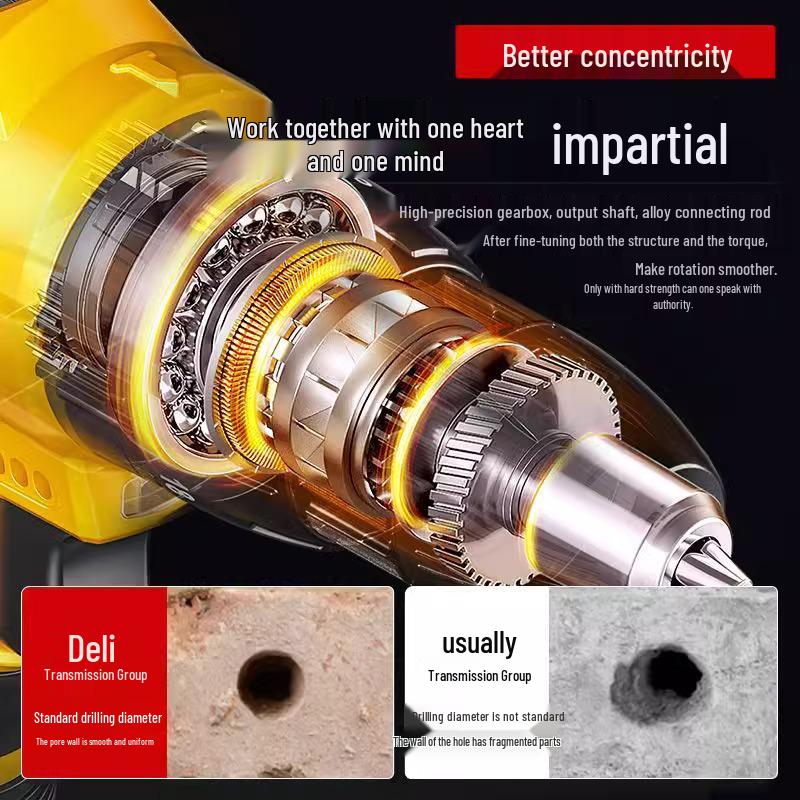 Deli Rechargeable Electric Drill & Screwdriver with Lithium Battery - Impact Power Tool for Household Use