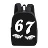 Colorful Number 67 Printing Single Layer Backpack for Boy and Girls Best Gifts 2D Flat Cartoon School Bags for Children