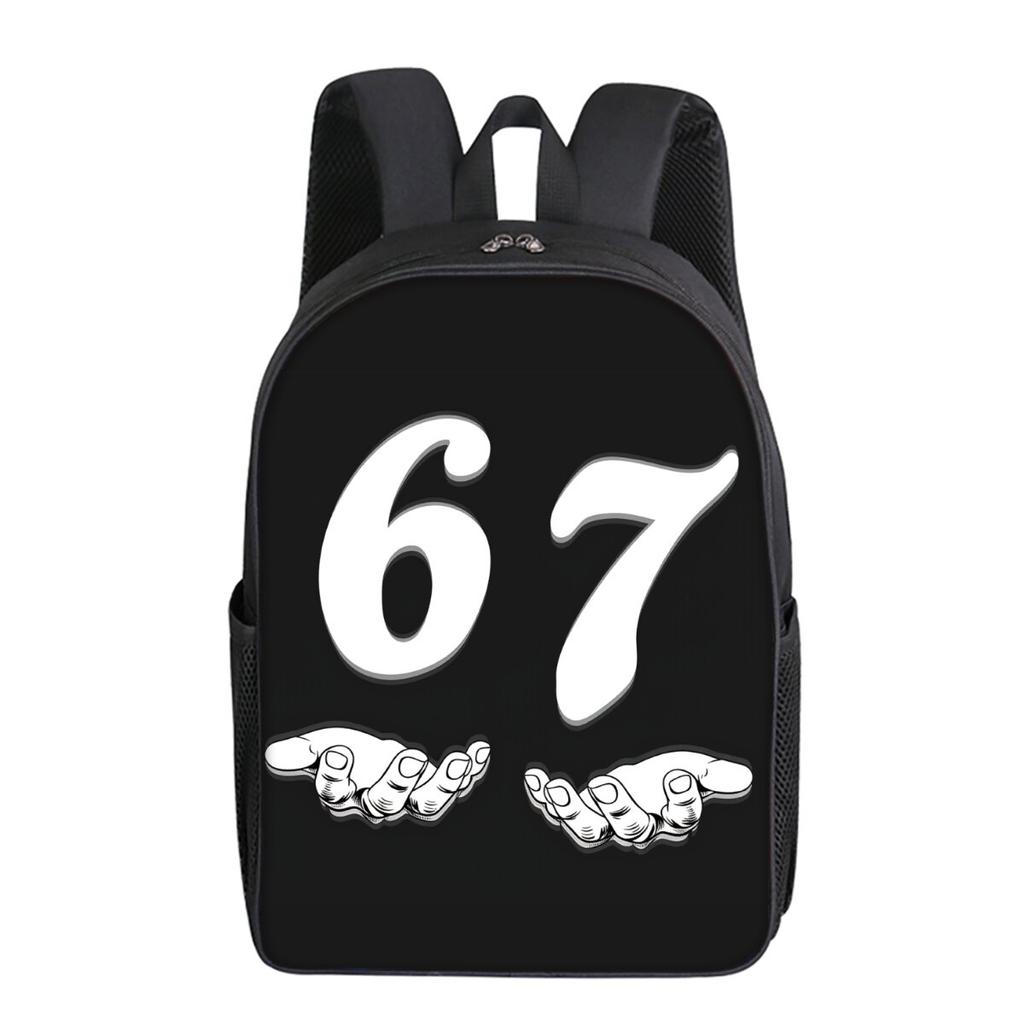 Colorful Number 67 Printing Single Layer Backpack for Boy and Girls Best Gifts 2D Flat Cartoon School Bags for Children