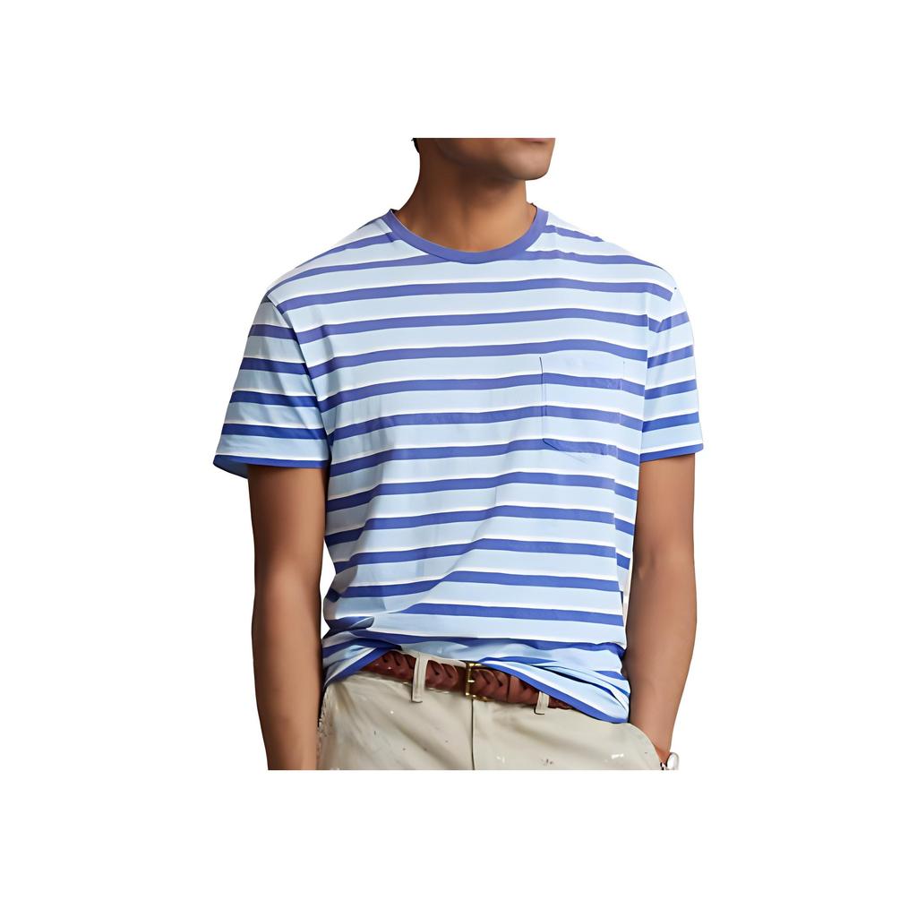 Polo Ralph Lauren Striped Crew Neck Short Sleeve T-Shirt Men Tops Blue MNPOTSH1N821843-400