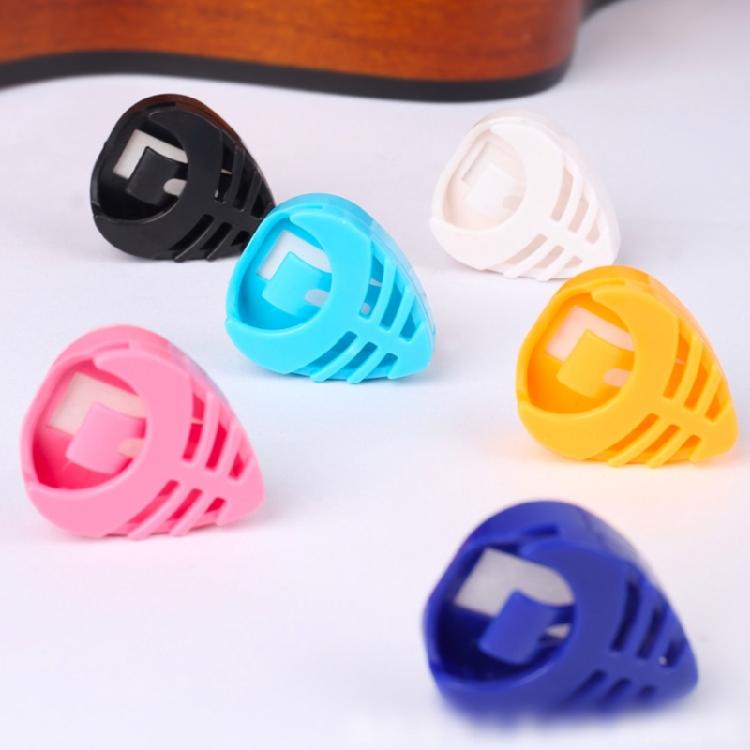 6 sztuk Trójkątny Uchwyt na Kostki do Gitary z Samoprzylepnym Tyłem i Sprężynowym Plastikowym Klipsem na Kostkę Gitarową Wytrzymały