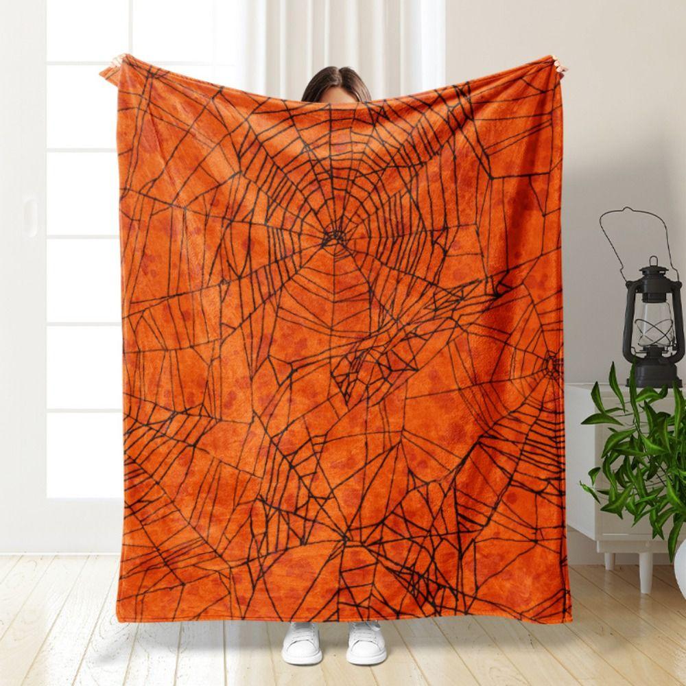 Bat Halloween Decor Spider Flannel Blanket Cozy Halloween Blanket Pumpkin  Office