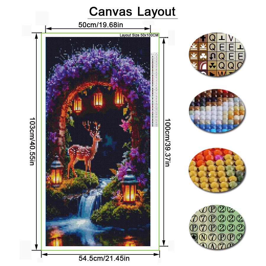 Purple Flowers Lantern Deer Large Size Diamond Painting Diy Full Square Round Drill Rhinestone Embroidery Mosaic Cross Stitch Kits Wall Decor