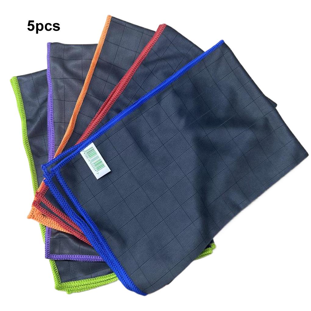 5pcs Microfiber Carbon Cloth to Wipe Windows Wine Glasses Tableware Glass Cleaning Cloth Carbon Fiber Rag for Car Windows