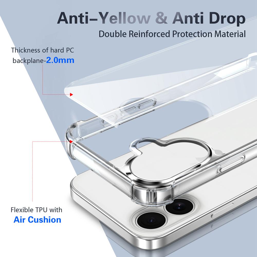 KEYSION Vier-Ecken Stoßfest Transparente Hülle für iPhone 12 13 14 15 16 Pro Max 16e Plus Weiches TPU+PC Klare Handyhülle