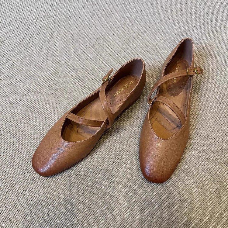 Soft leather version~ Mary Jane shoes 2025 spring new retro women's shoes summer flats versatile small leather shoes single shoes