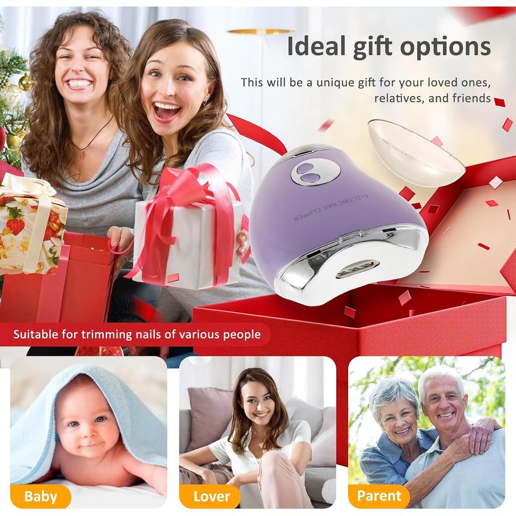 Electric Nail Clipper 3 Speeds Levels Electric Nail Trimmer with Nail Clip Storage Rechargeable Automatic Nail Clipper Portable Electric Fingernail