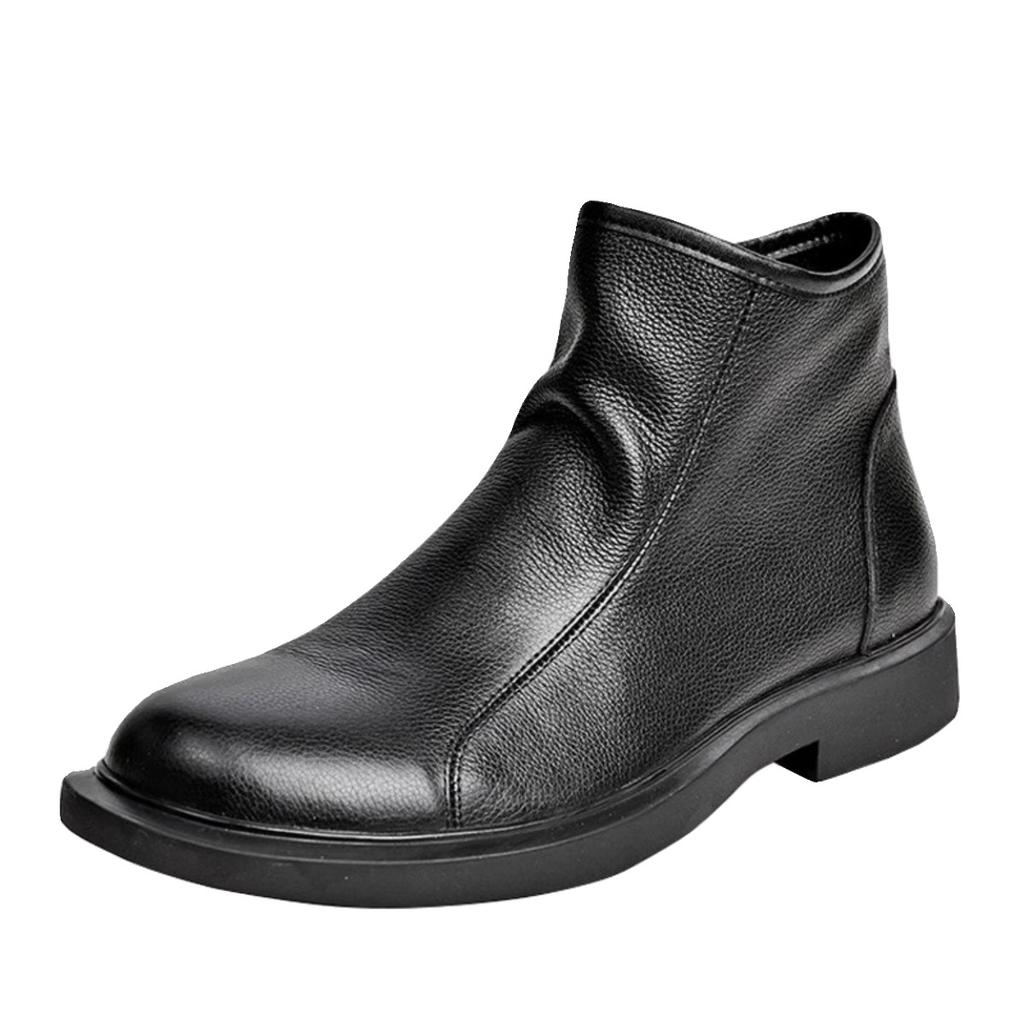 Leather Martin boots men's boots autumn and winter velvet cowhide casual boots breathable high-top wear-resistant soft leather Chelsea boots British
