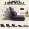 Folding Sofa Bed, 2-Seater Convertible Armchair, Corduroy, Adjustable Backrest, 2 Pillows, Grey