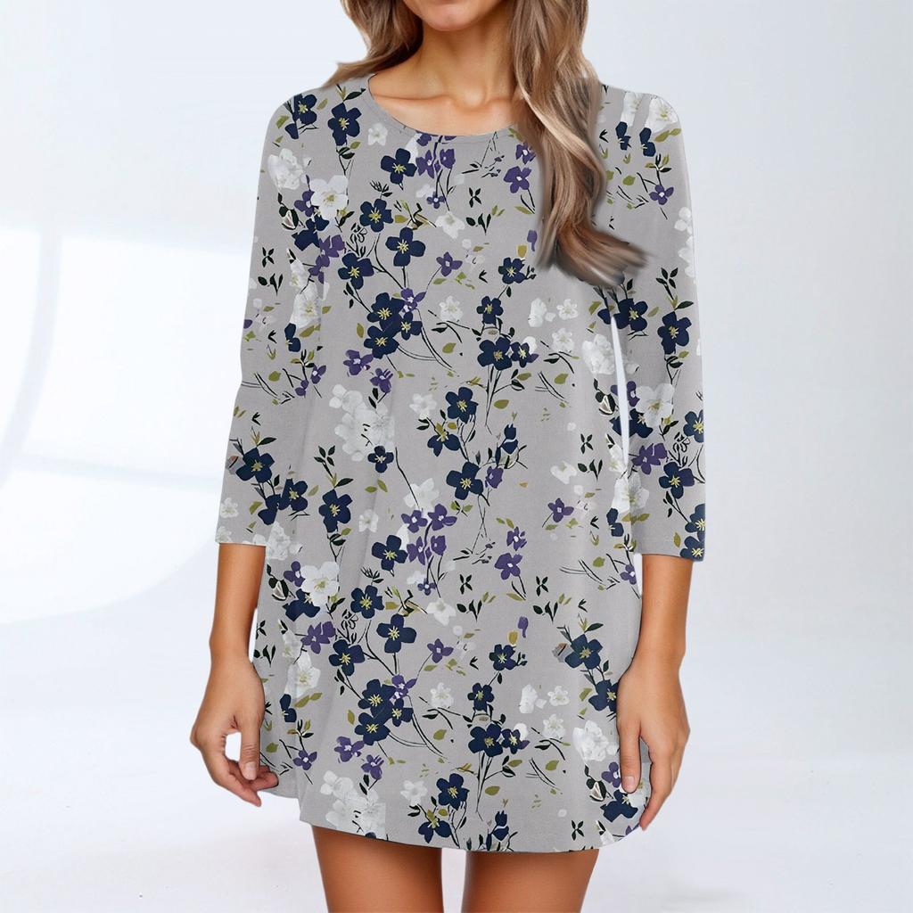 Dammode Casual Trekvartsärm Rundhalsad Topp