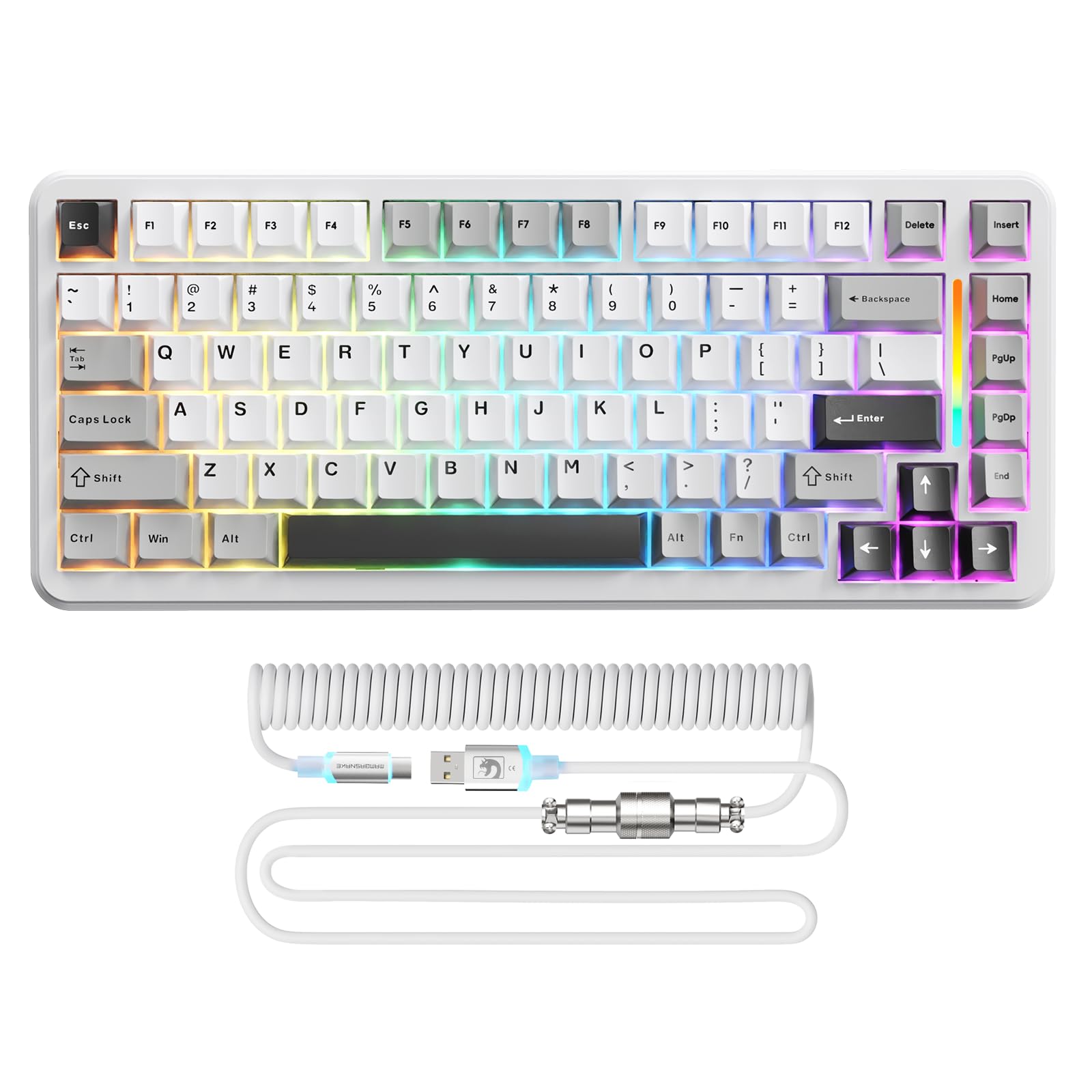 

MAMBASNAKE M82HE Hall Effect Magnetic Switch Rapid Trigger Gaming Keyboard 8000Hz Precision 16 Million Colors RGB Web Driver 75% 0.01mm (StarWhite)