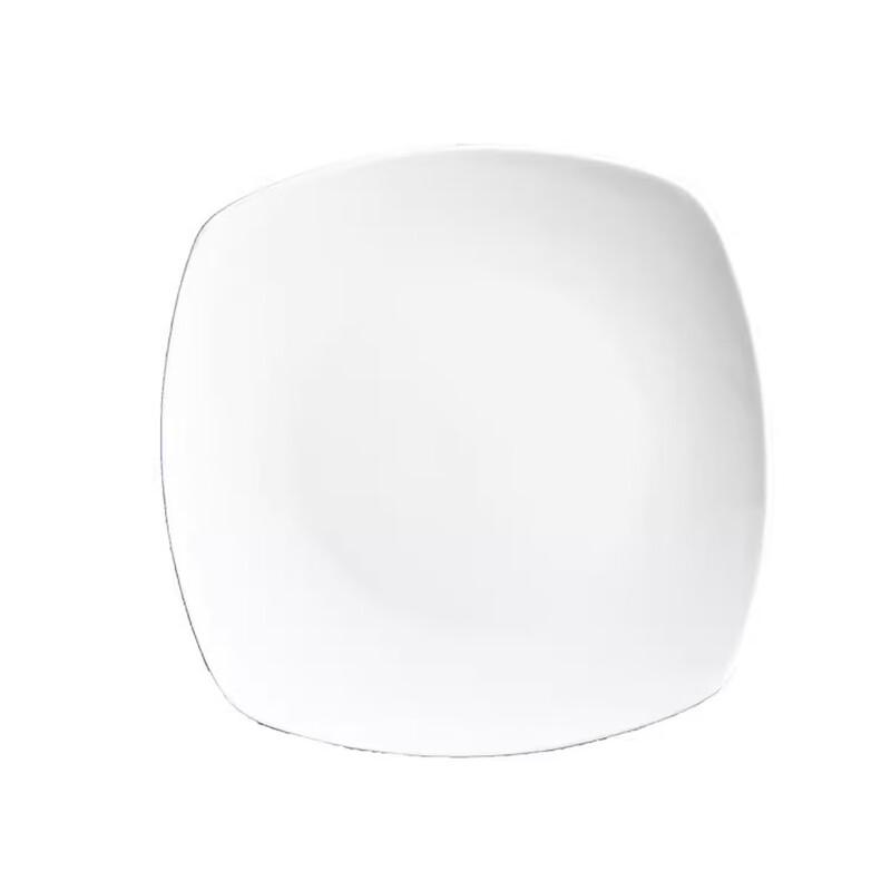 Zhi Shi 9.5-inch Pure White Ceramic Square Dinner Plates, Set of 3