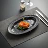 Wheat Ears Ceramic Fish Plate Oval Tomahawk Steak Plate High-End Restaurant Hotel Dish French Steamed Fish Plate Underglaze Color