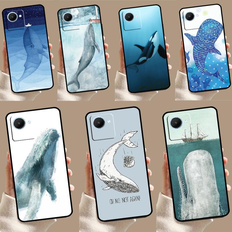 Cartoon Whale For Realme GT5 GT Neo 6 9 10 11 12 Pro Plus C21Y C25s C30 C31 C33 C35 C51 C53 C55 C67 Case