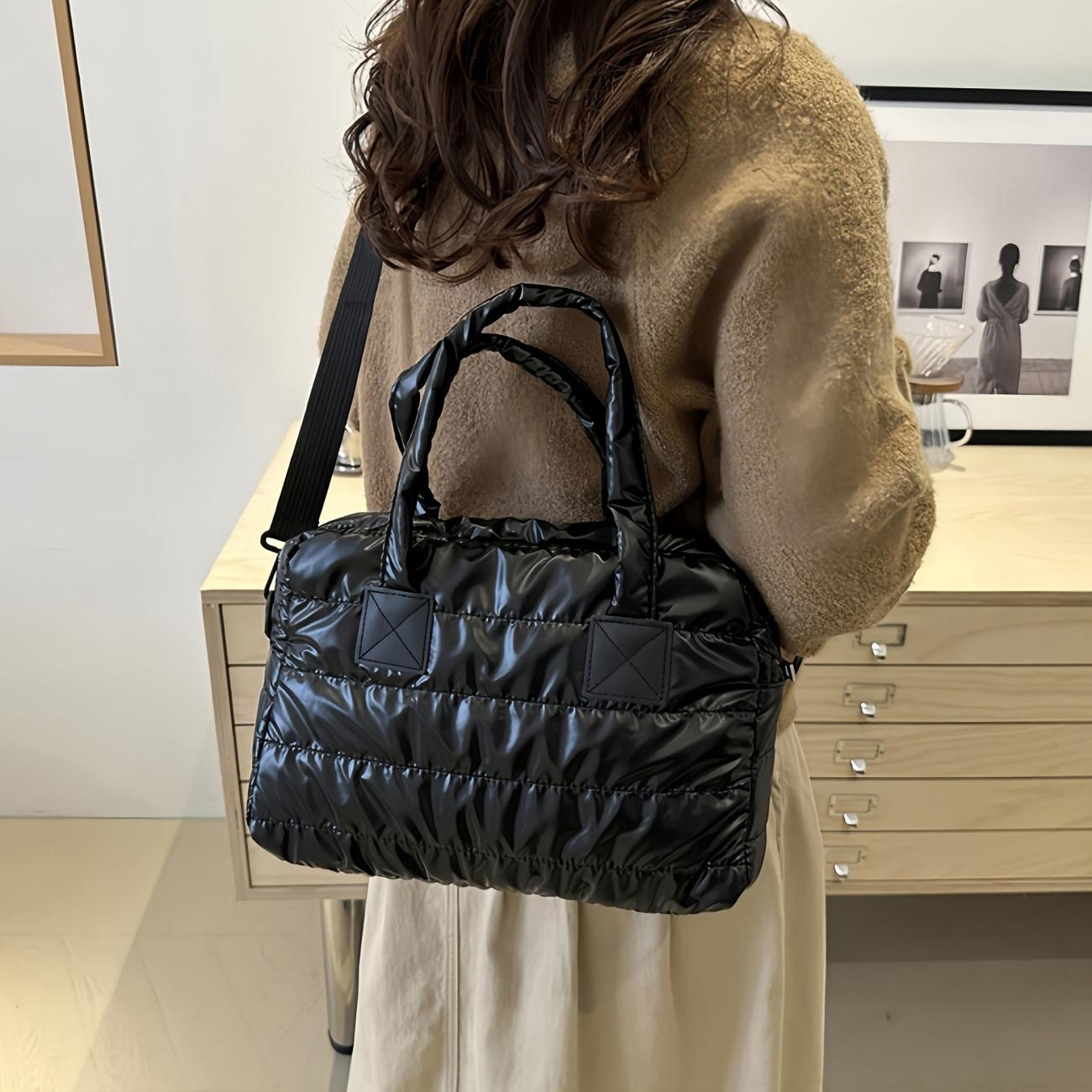 

Women S Large Capacity Tote Bag Zipper Closure Detachable Strap Multiway Carry Crossbody Shoulder Handbag for Work Travel чёрный