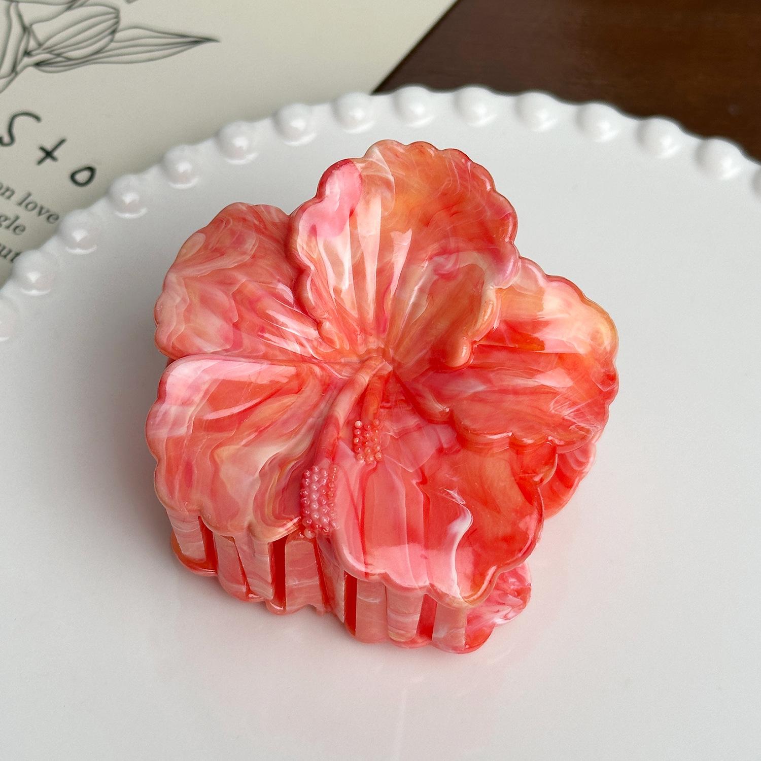 

Distinctive Doris Hair Accessory Beautifully Crafted Marble Pattern Egg Flower Claw Clip Women For Orange7.1cm