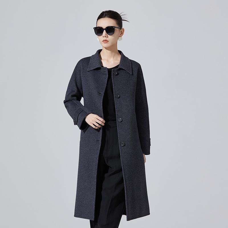 Elegant Double-Sided Wool Coat with Doll Collar and Multi-Button Design