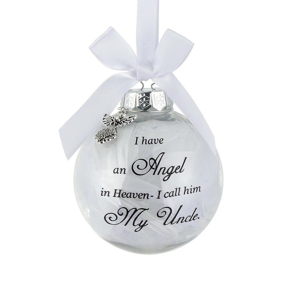 8cm Feather Ball I Have An Angel In Heaven I Call Her/Him Mom Dad Memorial Ornament Christmas Tree Hanging Ornaments Supplies
