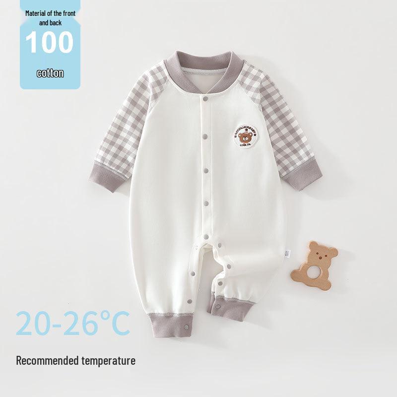 Four Seasons Birthday Bear Newborn Bodysuit - Pure Cotton Baby Belly Protection Romper Jumpsuit