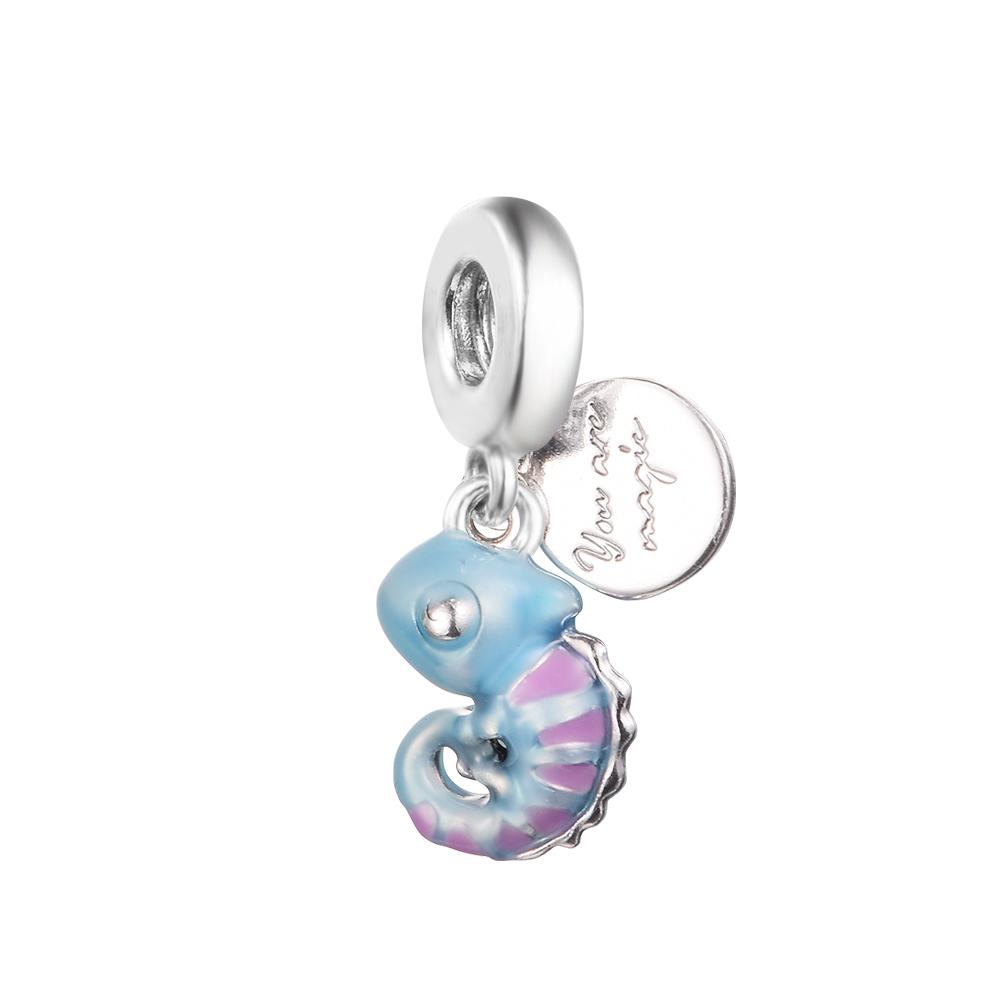 Fits Europe Bracelet Femme 925 Sterling Silver Colour-Changing Chameleon Dangle Charm Beads for Women DIY Jewelry Making