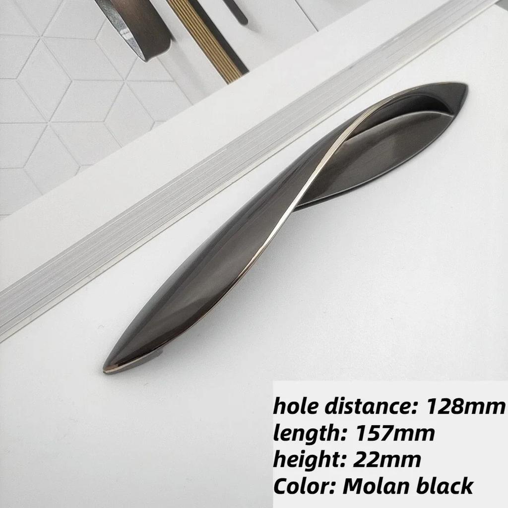 Handels for Kitchen Furniture Door Handles Knobs for Cabinets and Drawers Metal Zinc Alloy Black Interior Home Drawer Pulls