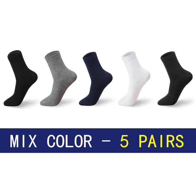 5 Pairs Men Socks Cotton Solid Color Black White Business Fashion Casual High Quality Classic Male Sock Large Size 38-48