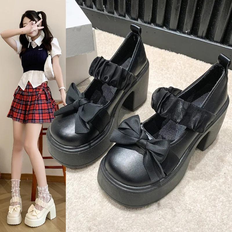 Fashion Women's Pumps Round Toe Block Heel Lolita Shoes Comfortable Women Mary Jane Shoes Retro Loafers Slip on Zapatos Para Mujeres